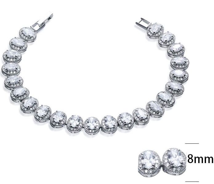SB05409, Ladies' Moissanite Bracelet, S925, Rhodium Plated, White, 15.2g