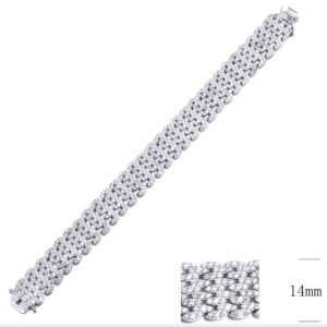 SB09706, Ladies' Moissanite Bracelet, S925, Rhodium Plated, White, 30.21g