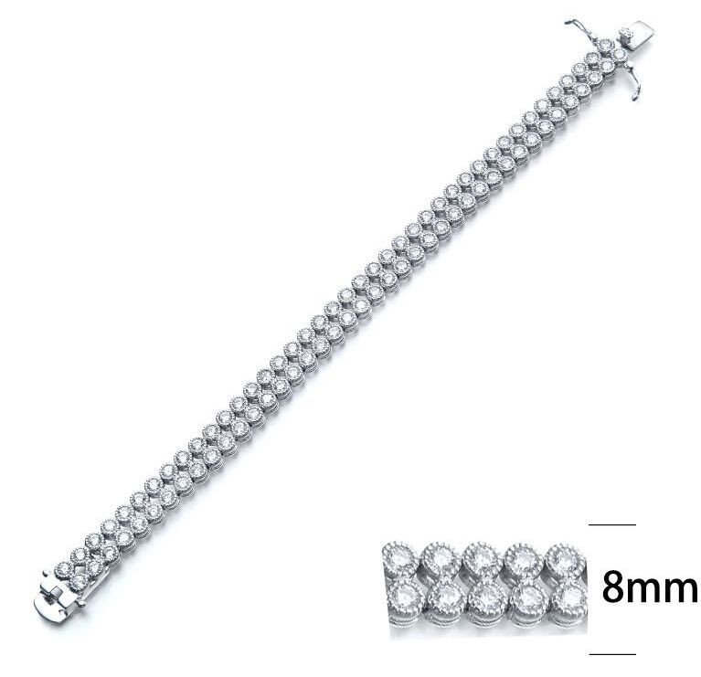 SB01828, Ladies' Moissanite Bracelet, S925, Rhodium Plated, White, 19.3g