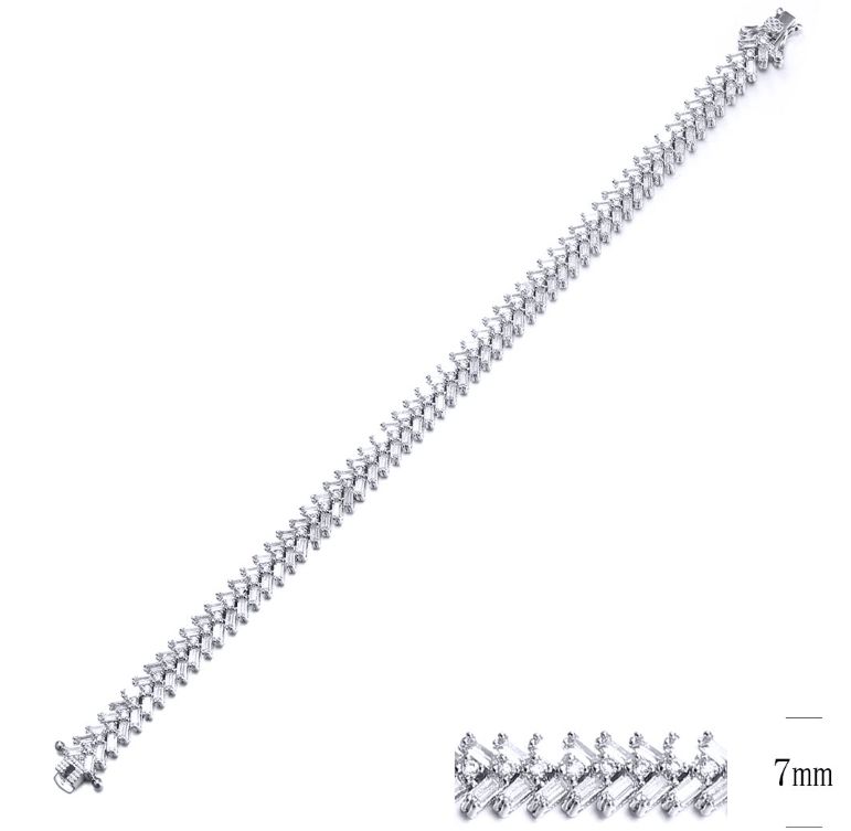 SB09741, Ladies' Moissanite Bracelet, S925, Rhodium Plated, White, 17.97g
