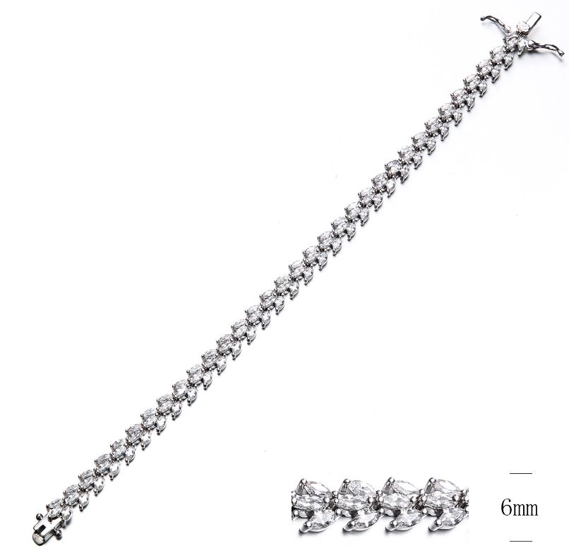 SB09092, Ladies' Moissanite Bracelet, S925, Rhodium Plated, White, 13.73g