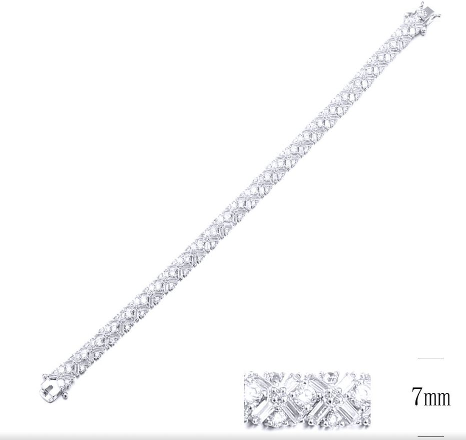 SB09964, Ladies' Moissanite Bracelet, S925, Rhodium Plated, White, 14.78g