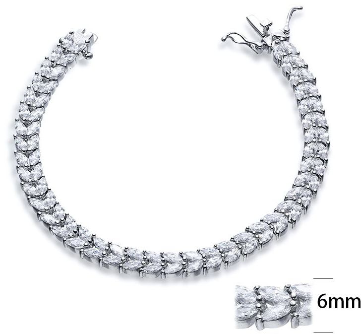 SB01781, Ladies' Moissanite Bracelet, S925, Rhodium Plated, White, 16.6g