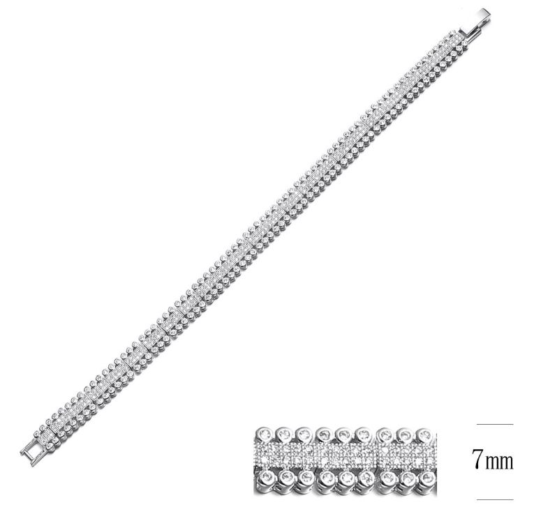 SB09023, Ladies' Moissanite Bracelet, S925, Rhodium Plated, White, 15.74g