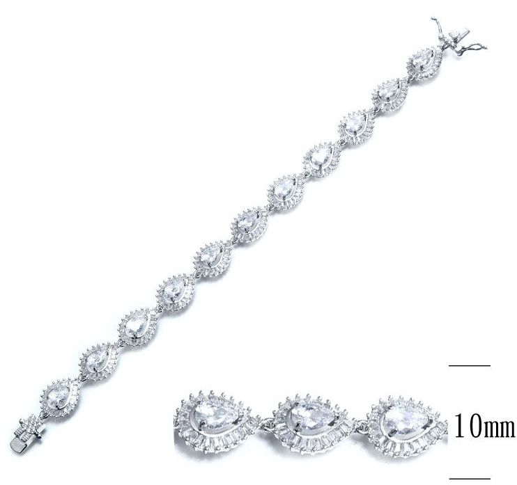 SB08367, Ladies' Moissanite Bracelet, S925, Rhodium Plated, White, 14.25g