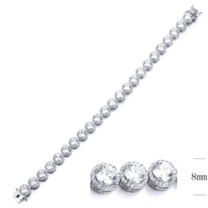 SB11535, Ladies' Moissanite Bracelet, S925, Rhodium Plated, White, 21.49g
