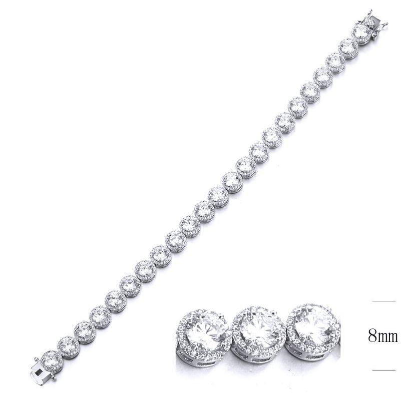SB11535, Ladies' Moissanite Bracelet, S925, Rhodium Plated, White, 21.49g