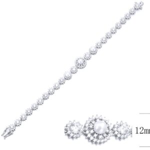 SB09923, Ladies' Moissanite Bracelet, S925, Rhodium Plated, White, 13.06g