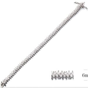 SB09091, Ladies' Moissanite Bracelet, S925, Rhodium Plated, White, 14.85g