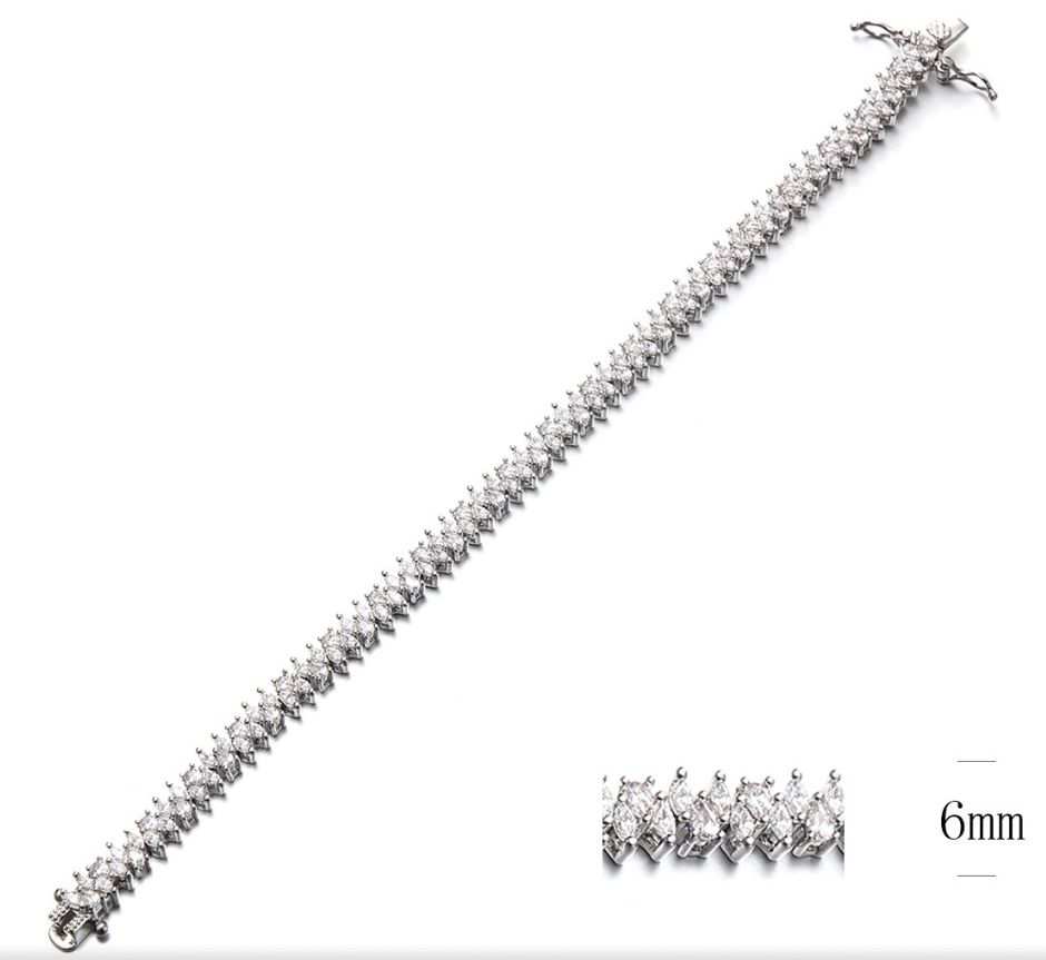 SB09091, Ladies' Moissanite Bracelet, S925, Rhodium Plated, White, 14.85g