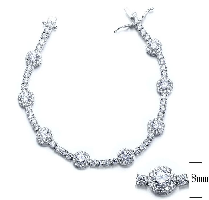 SB08452, Ladies' Moissanite Bracelet, S925, Rhodium Plated, White, 13.52g