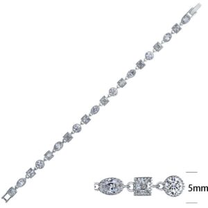 SB01160, Ladies' Moissanite Bracelet, S925, Rhodium Plated, White, 13.69g