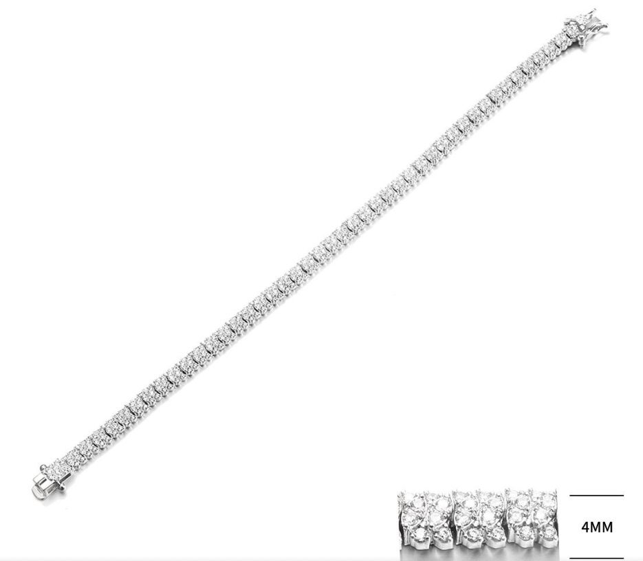 SB13120, Ladies' Moissanite Bracelet, S925, Rhodium Plated, White, 12.58g