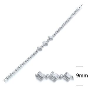 SB05261, Ladies' Moissanite Bracelet, S925, Rhodium Plated, White, 9.6g