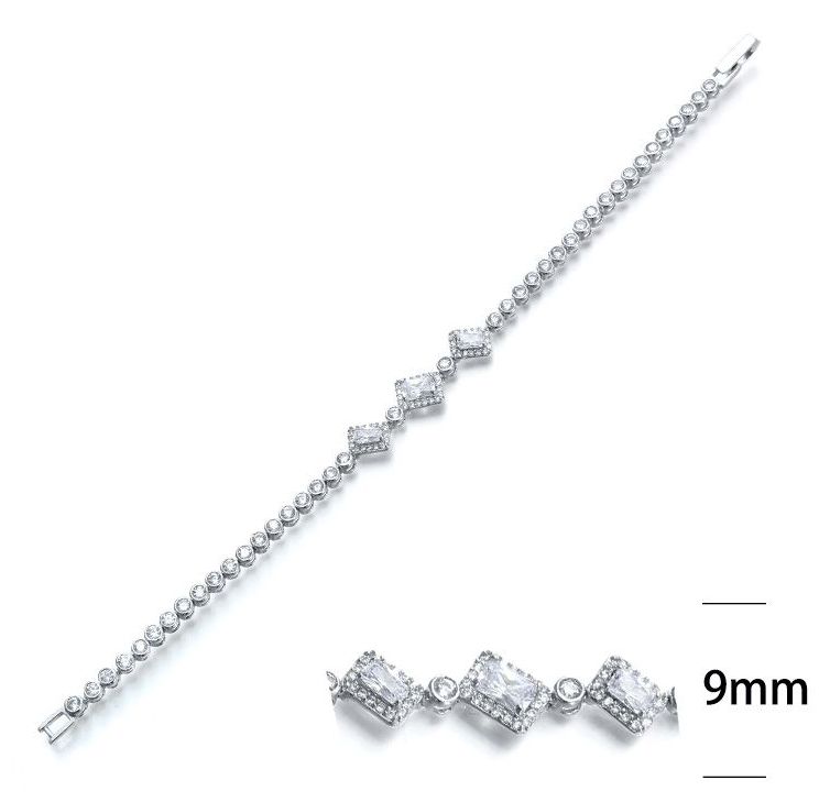 SB05261, Ladies' Moissanite Bracelet, S925, Rhodium Plated, White, 9.6g