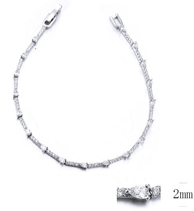 SB11209, Ladies' Moissanite Bracelet, S925, Rhodium Plated, White, 5.15g