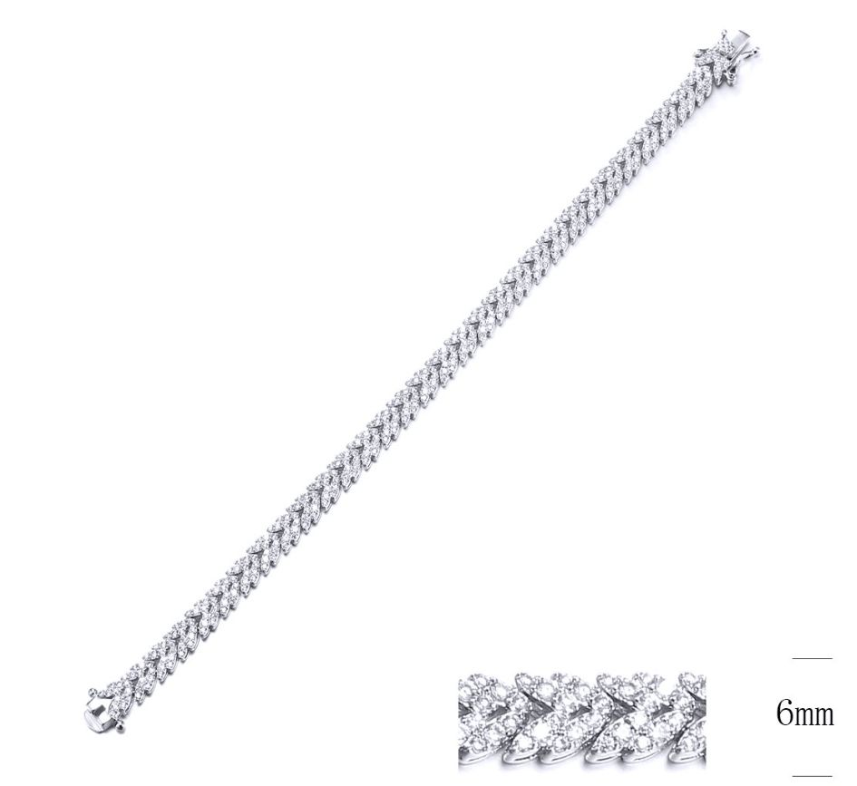 SB09722, Ladies' Moissanite Bracelet, S925, Rhodium Plated, White, 12.81g