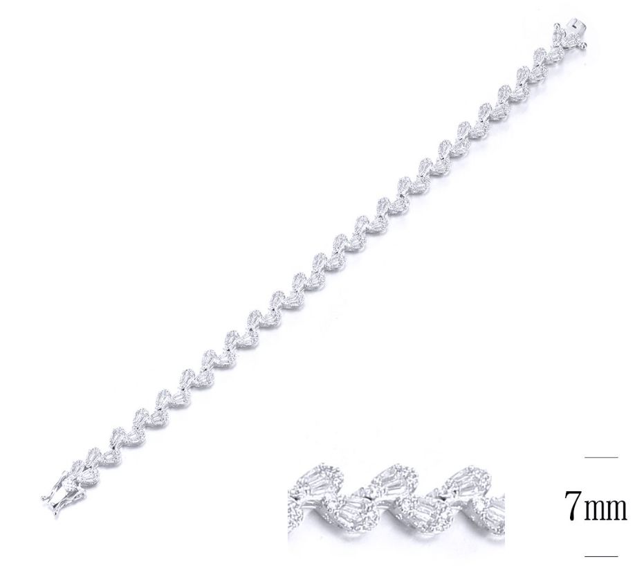 SB10595, Ladies' Moissanite Bracelet, S925, Rhodium Plated, White, 12.4g