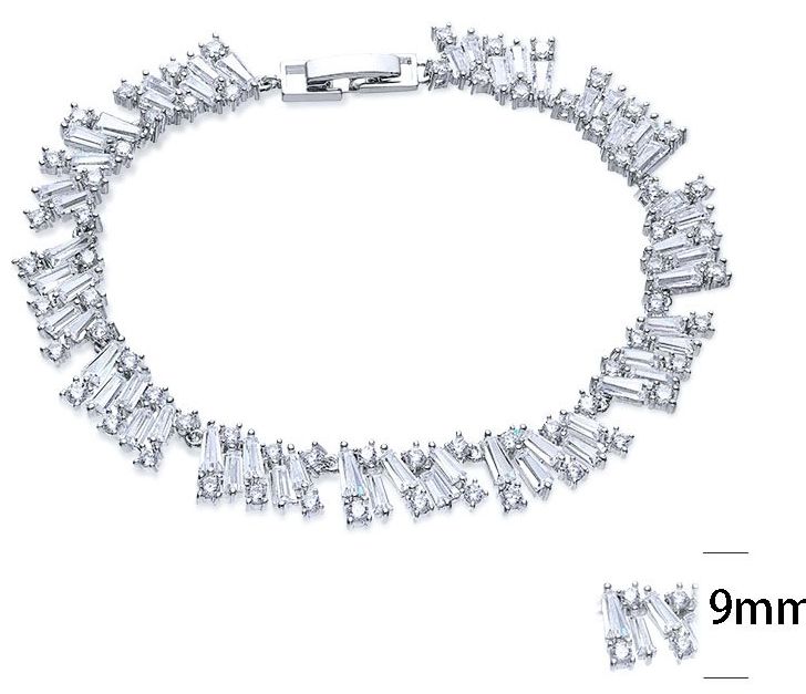 SB07518, Ladies' Moissanite Bracelet, S925, Rhodium Plated, White, 12.49g