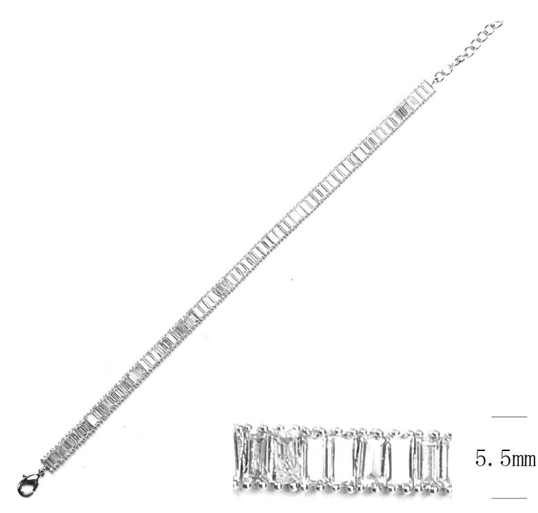 SB02473, Ladies' Moissanite Bracelet, S925, Rhodium Plated, White, 12.39g