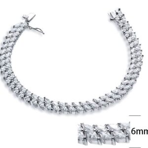 SB02357, Ladies' Moissanite Bracelet, S925, Rhodium Plated, White, 19.8g