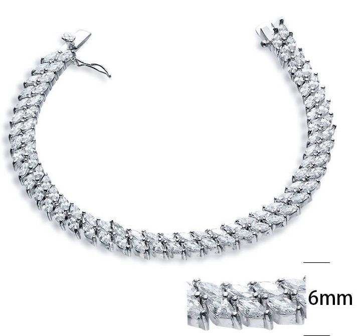 SB02357, Ladies' Moissanite Bracelet, S925, Rhodium Plated, White, 19.8g