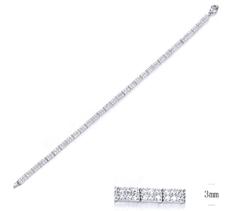 SB11269, Ladies' Moissanite Bracelet, S925, Rhodium Plated, White, 8.05g