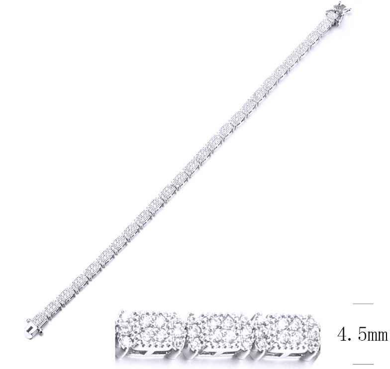 SB12561, Ladies' Moissanite Bracelet, S925, Rhodium Plated, White, 11.77g