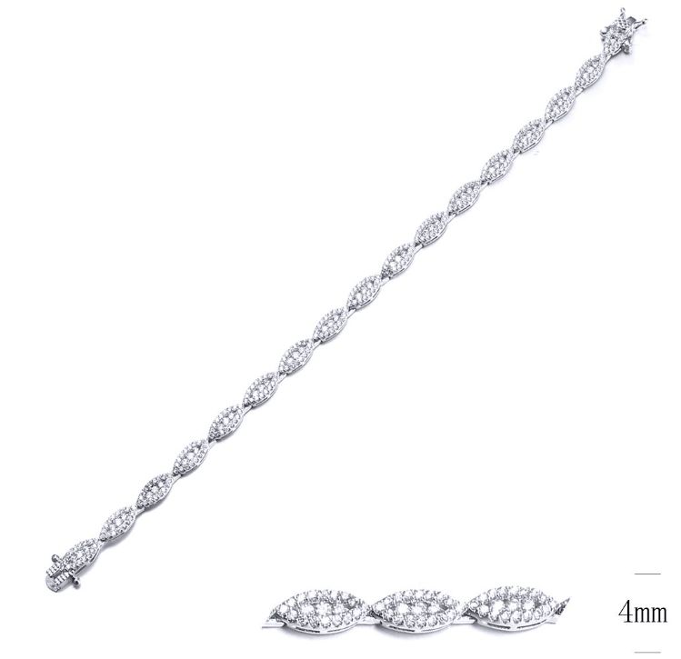 SB09718, Ladies' Moissanite Bracelet, S925, Rhodium Plated, White, 10.08g