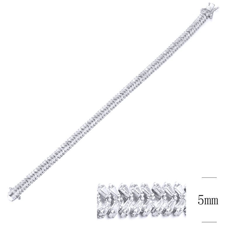 SB09729, Ladies' Moissanite Bracelet, S925, Rhodium Plated, White, 12.39g