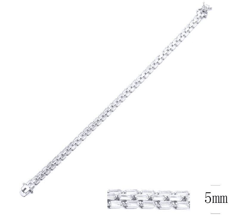 SB09966, Ladies' Moissanite Bracelet, S925, Rhodium Plated, White, 12.15g