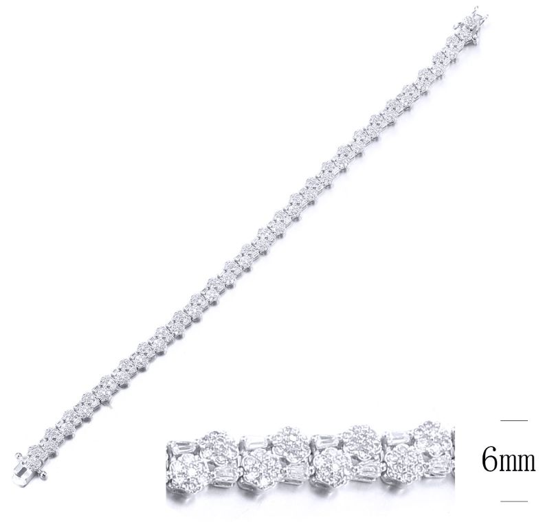 SB10656, Ladies' Moissanite Bracelet, S925, Rhodium Plated, White, 10.43g