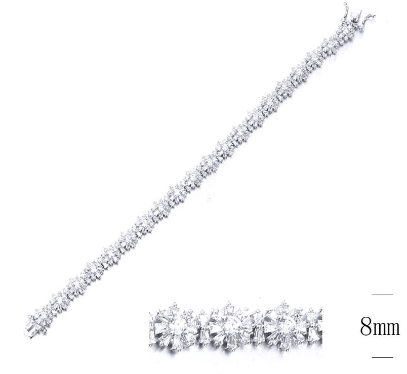 SB10643, Ladies' Moissanite Bracelet, S925, Rhodium Plated, White, 13.93g