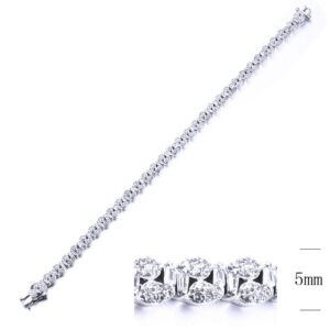 SB12568, Ladies' Moissanite Bracelet, S925, Rhodium Plated, White, 12.27g