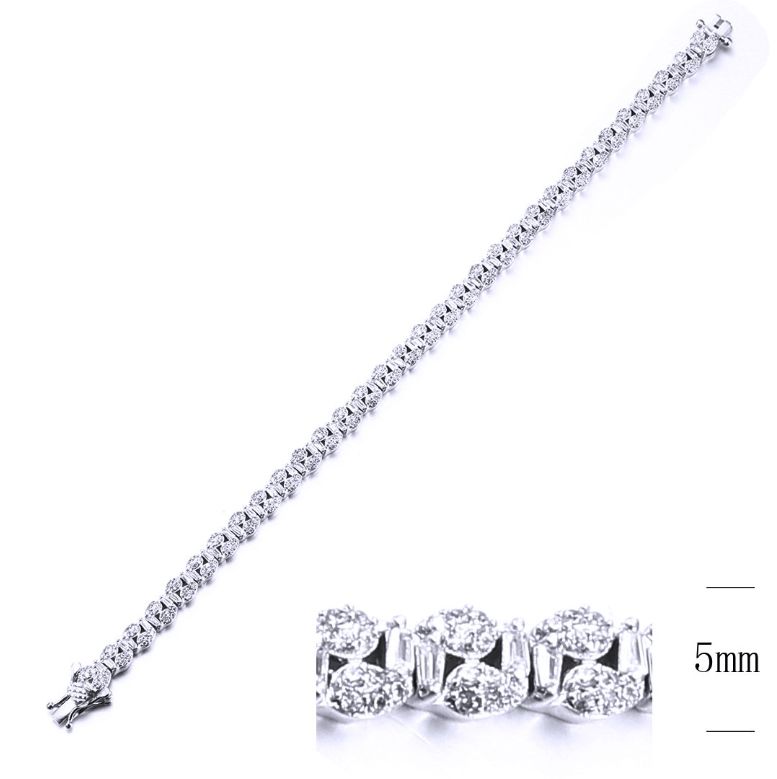 SB12568, Ladies' Moissanite Bracelet, S925, Rhodium Plated, White, 12.27g