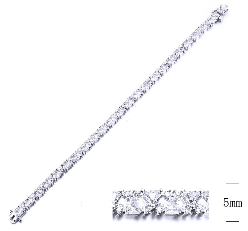 SB12583, Ladies' Moissanite Bracelet, S925, Rhodium Plated, White, 13.07g