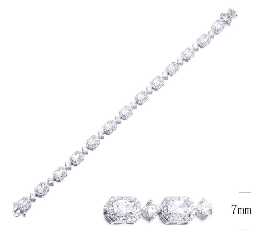 SB09972, Ladies' Moissanite Bracelet, S925, Rhodium Plated, White, 18.72g