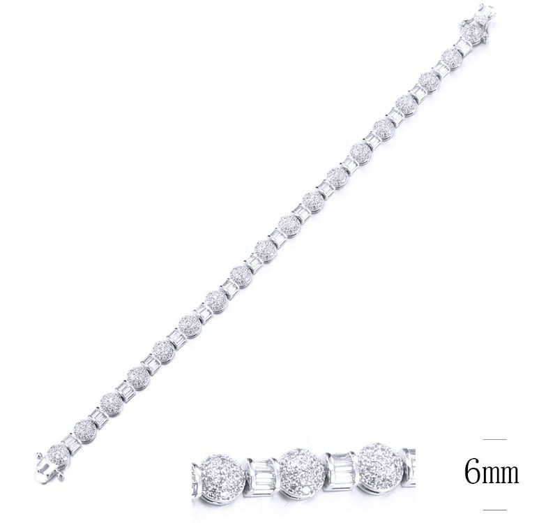 SB10658, Ladies' Moissanite Bracelet, S925, Rhodium Plated, White, 12.08g