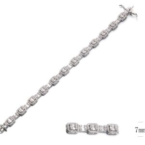 SB09047, Ladies' Moissanite Bracelet, S925, Rhodium Plated, White, 14.59g