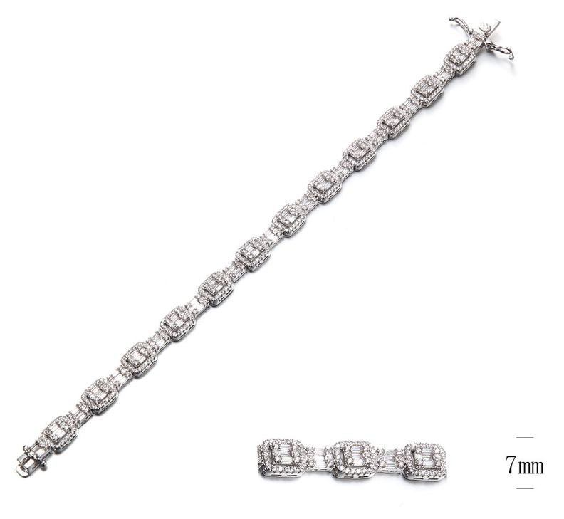 SB09047, Ladies' Moissanite Bracelet, S925, Rhodium Plated, White, 14.59g
