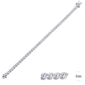 SB09712, Ladies' Moissanite Bracelet, S925, Rhodium Plated, White, 11.11g