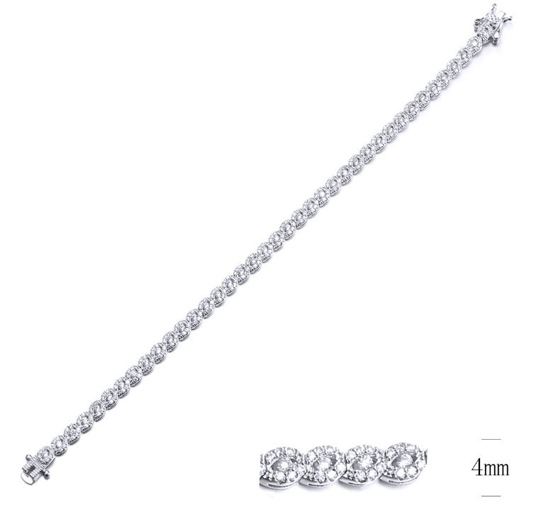 SB09712, Ladies' Moissanite Bracelet, S925, Rhodium Plated, White, 11.11g