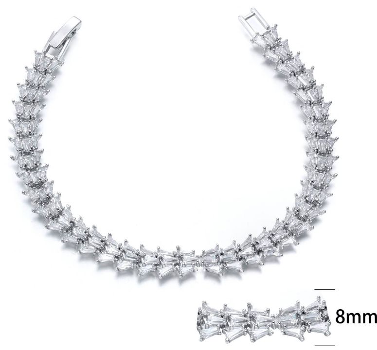 SB08132, Ladies' Moissanite Bracelet, S925, Rhodium Plated, White, 12.3g