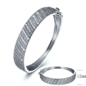 SA02575-C, Ladies' Moissanite Bangle, S925, Rhodium + Black Rhodium Plated, Silver, 22.91g