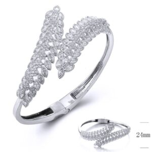 SA03494, Ladies' Moissanite Bangle, S925, Rhodium Plated, White, 19.15g