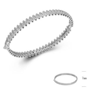 SA05877, Ladies' Moissanite Bangle, S925, Rhodium Plated, White, 14g