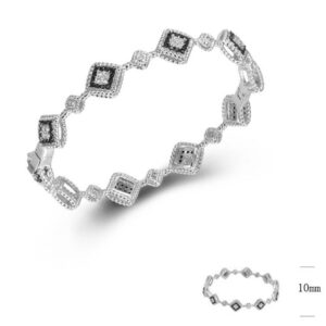 SA05884-C, Ladies' Moissanite Ring, S925, Rhodium + Black Rhodium Plated, Silver, 12.8g