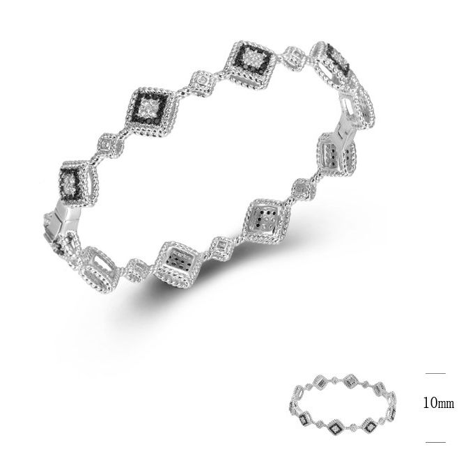 SA05884-C, Ladies' Moissanite Ring, S925, Rhodium + Black Rhodium Plated, Silver, 12.8g