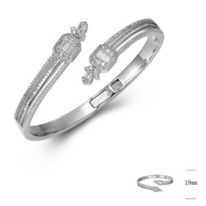 SA05712, Ladies' Moissanite Bangle, S925, Rhodium Plated, White, 22.26g