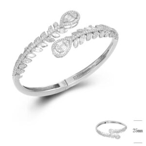 SA05794, Ladies' Moissanite Bangle, S925, Rhodium Plated, White, 2.22g